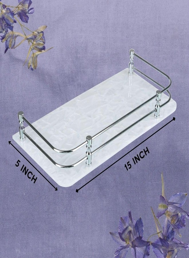 STIMULUS Transparent Acrylic Bathroom Shelf Set of 3 - Wall Mounted Storage Rack for Kitchen, Bathroom, Home - Multipurpose Wall Shelf Organizer (5x15 Inch, White) - Image 5